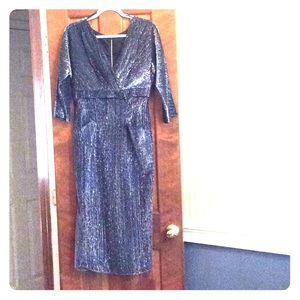 VINTAGE Cocktail Dress - Black/Silver Lurex W/Bow